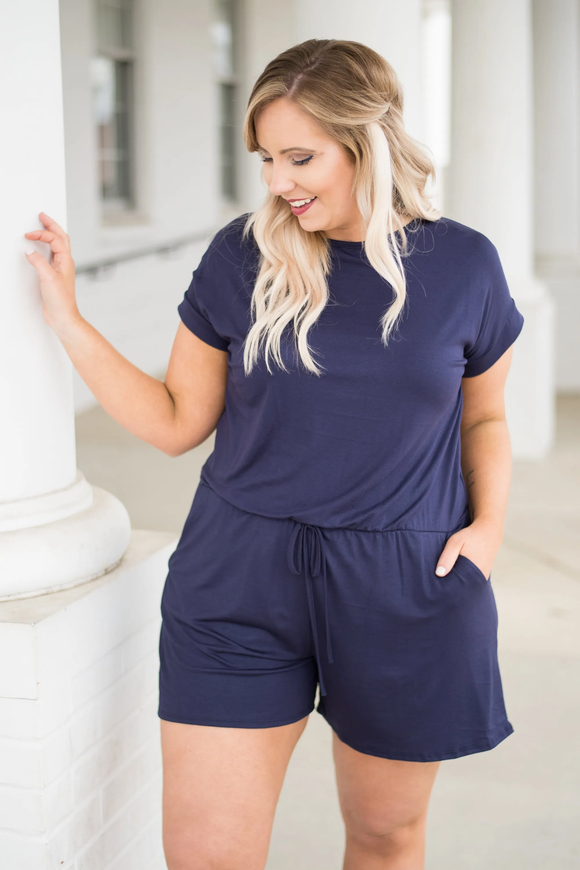 Sweet Saturday Romper, Navy