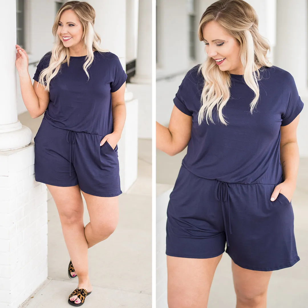 Sweet Saturday Romper, Navy