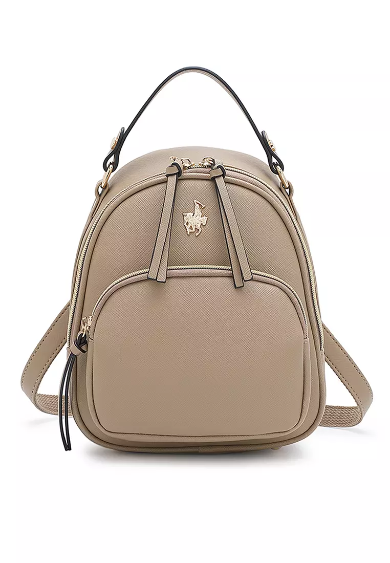 Swiss Polo Women's Casual 2-Way Backpack - Beige