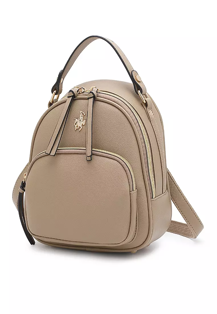 Swiss Polo Women's Casual 2-Way Backpack - Beige