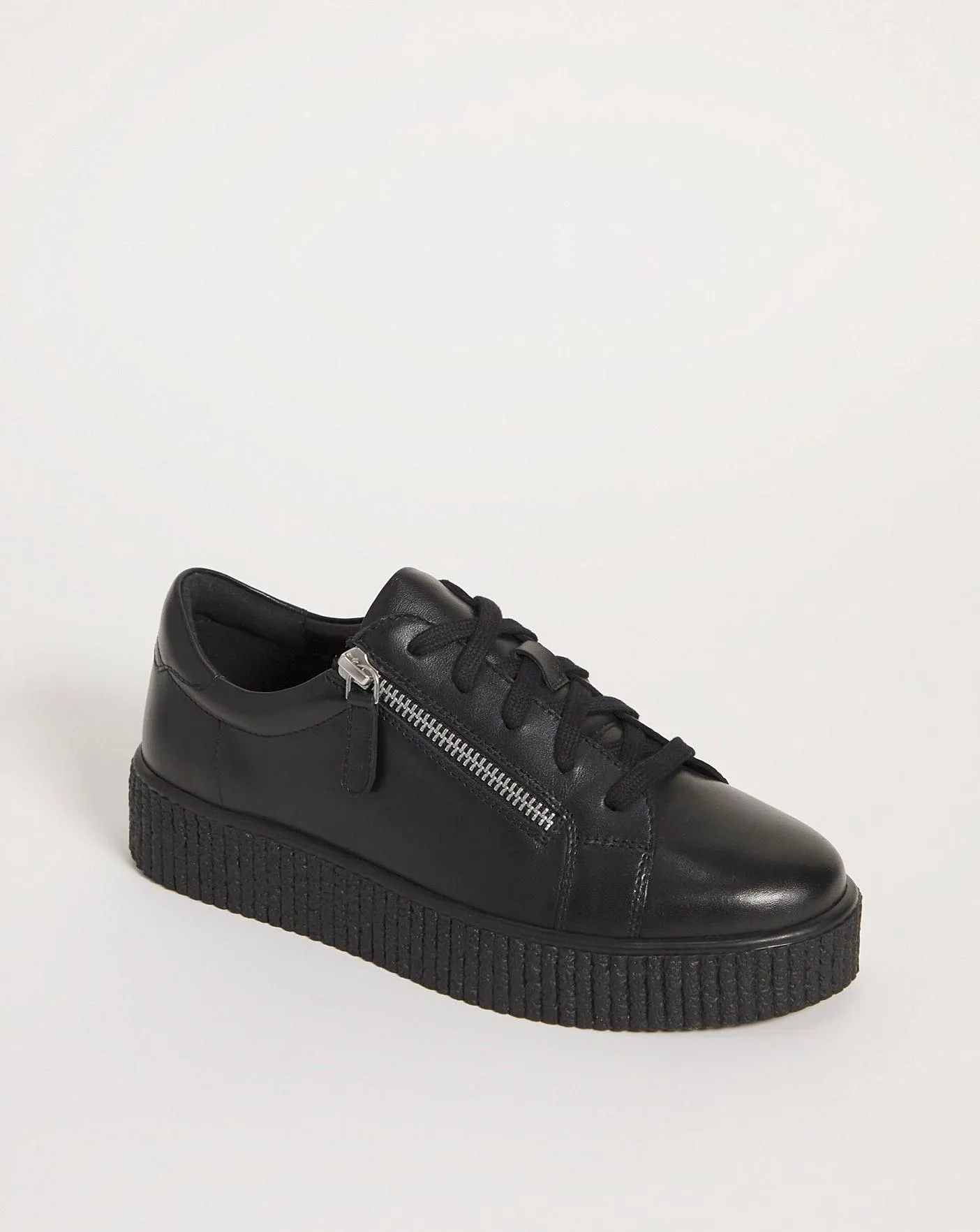 Talulah Leather Side Zip Trainers Wide E Fit