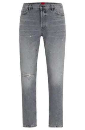 Tapered-fit regular-rise jeans in gray denim