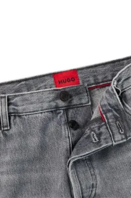 Tapered-fit regular-rise jeans in gray denim