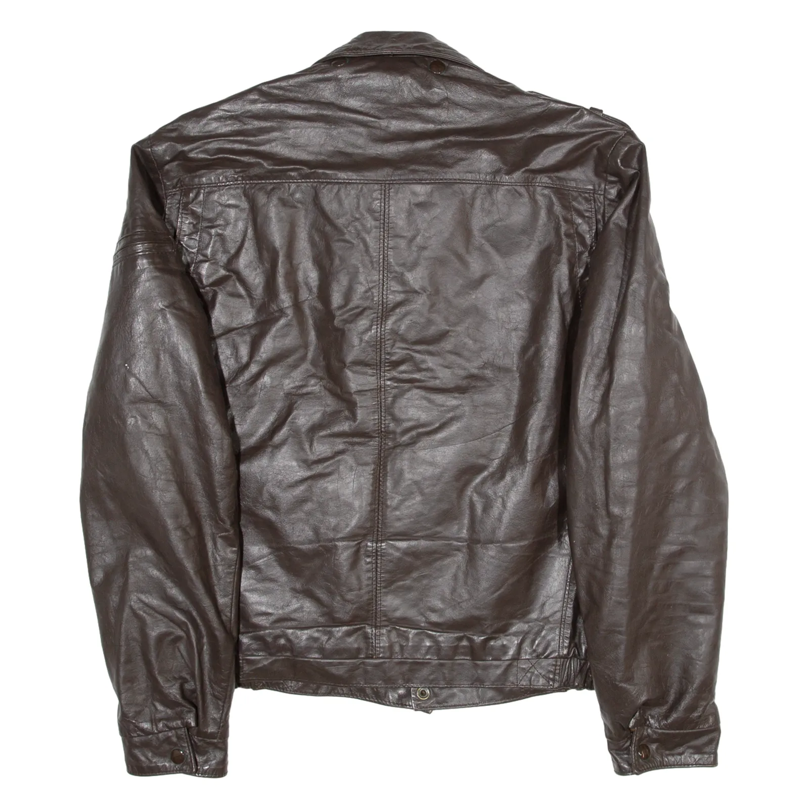 THE LEATHER SHOP Womens Biker Jacket Brown Leather S