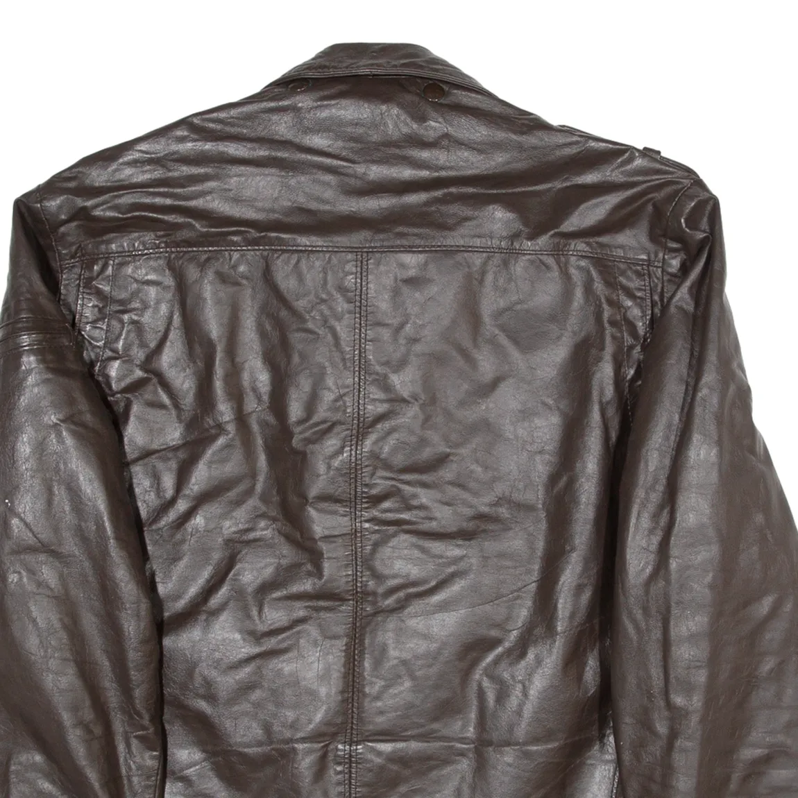 THE LEATHER SHOP Womens Biker Jacket Brown Leather S