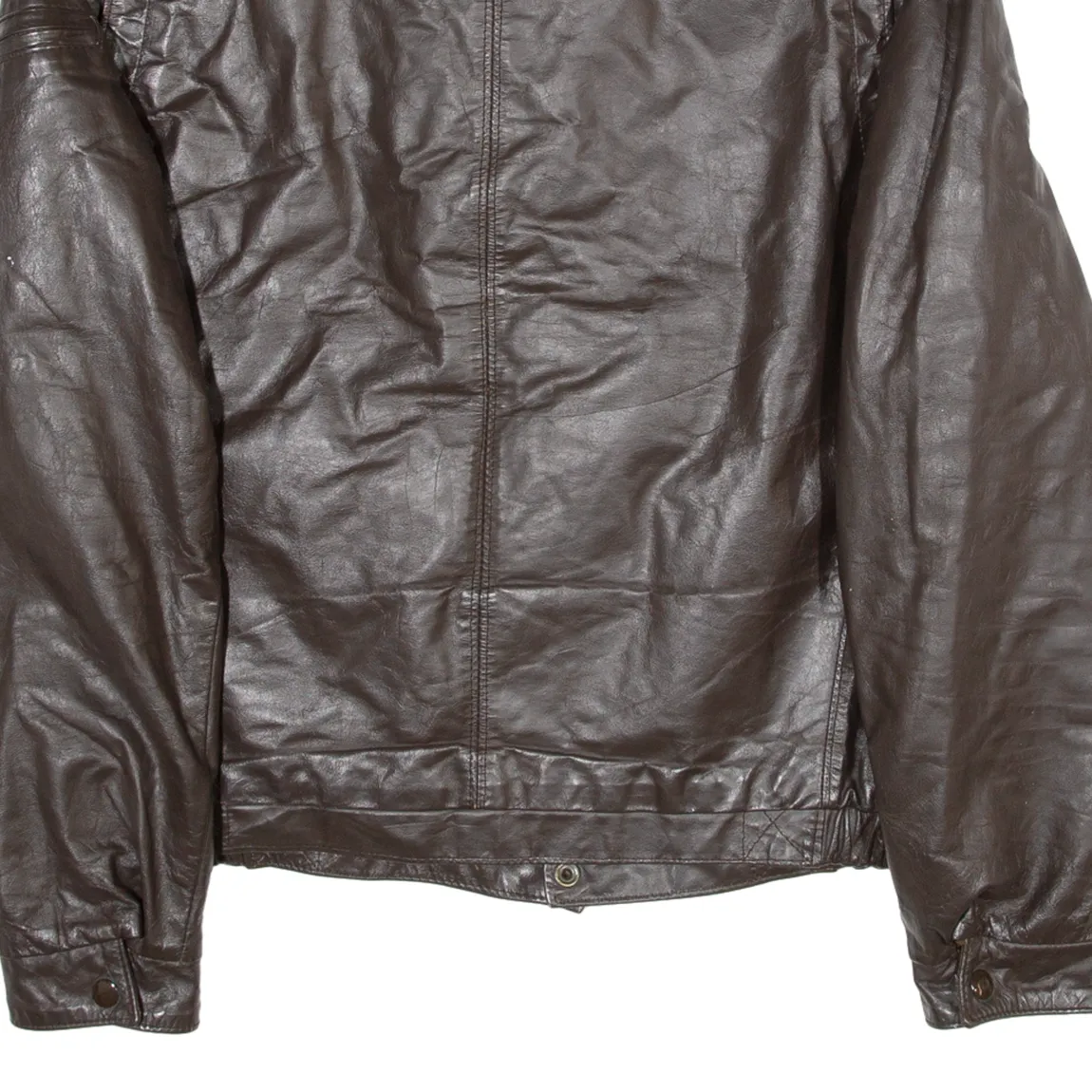 THE LEATHER SHOP Womens Biker Jacket Brown Leather S