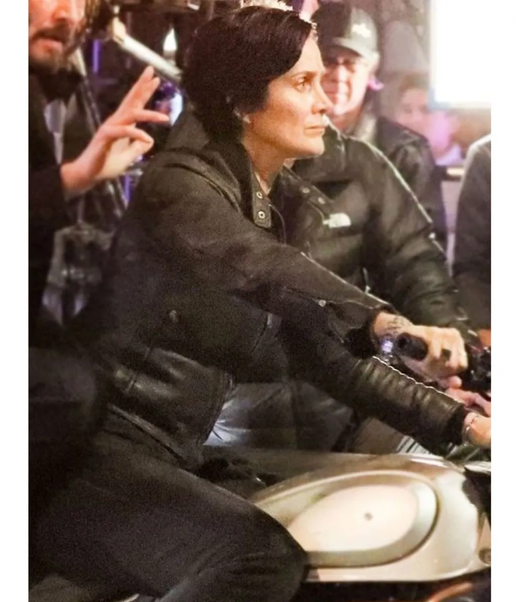 The Matrix 4 Carrie-Anne Moss Motorcycle Leather Jacket