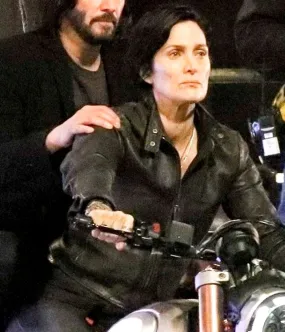 The Matrix 4 Carrie-Anne Moss Motorcycle Leather Jacket