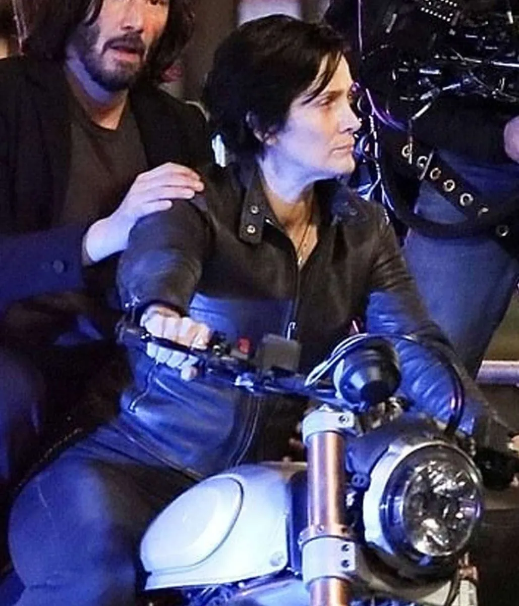 The Matrix 4 Carrie-Anne Moss Motorcycle Leather Jacket