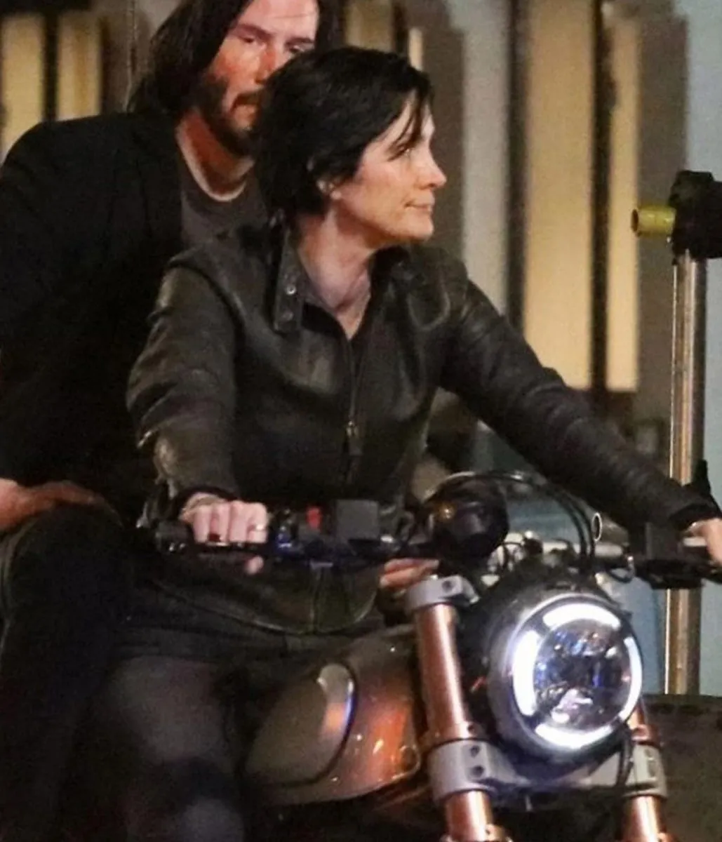 The Matrix 4 Carrie-Anne Moss Motorcycle Leather Jacket