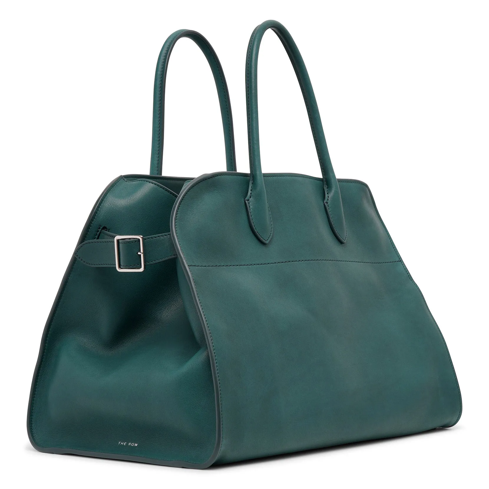 The Row Soft Margaux green leather bag