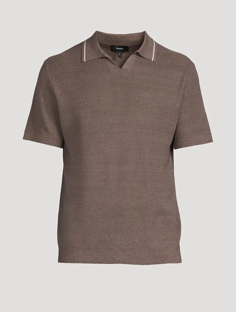 THEORY Birke Knit Linen Polo Shirt