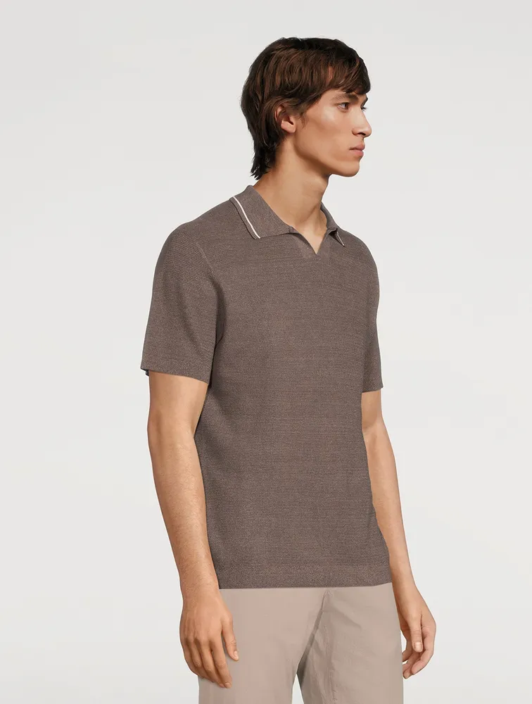 THEORY Birke Knit Linen Polo Shirt