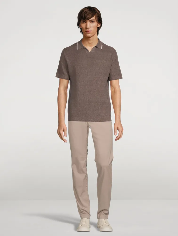 THEORY Birke Knit Linen Polo Shirt