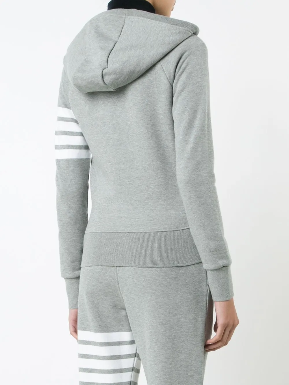 THOM BROWNE - 4-Bar Loopback Zip-up Hoodie in Grey