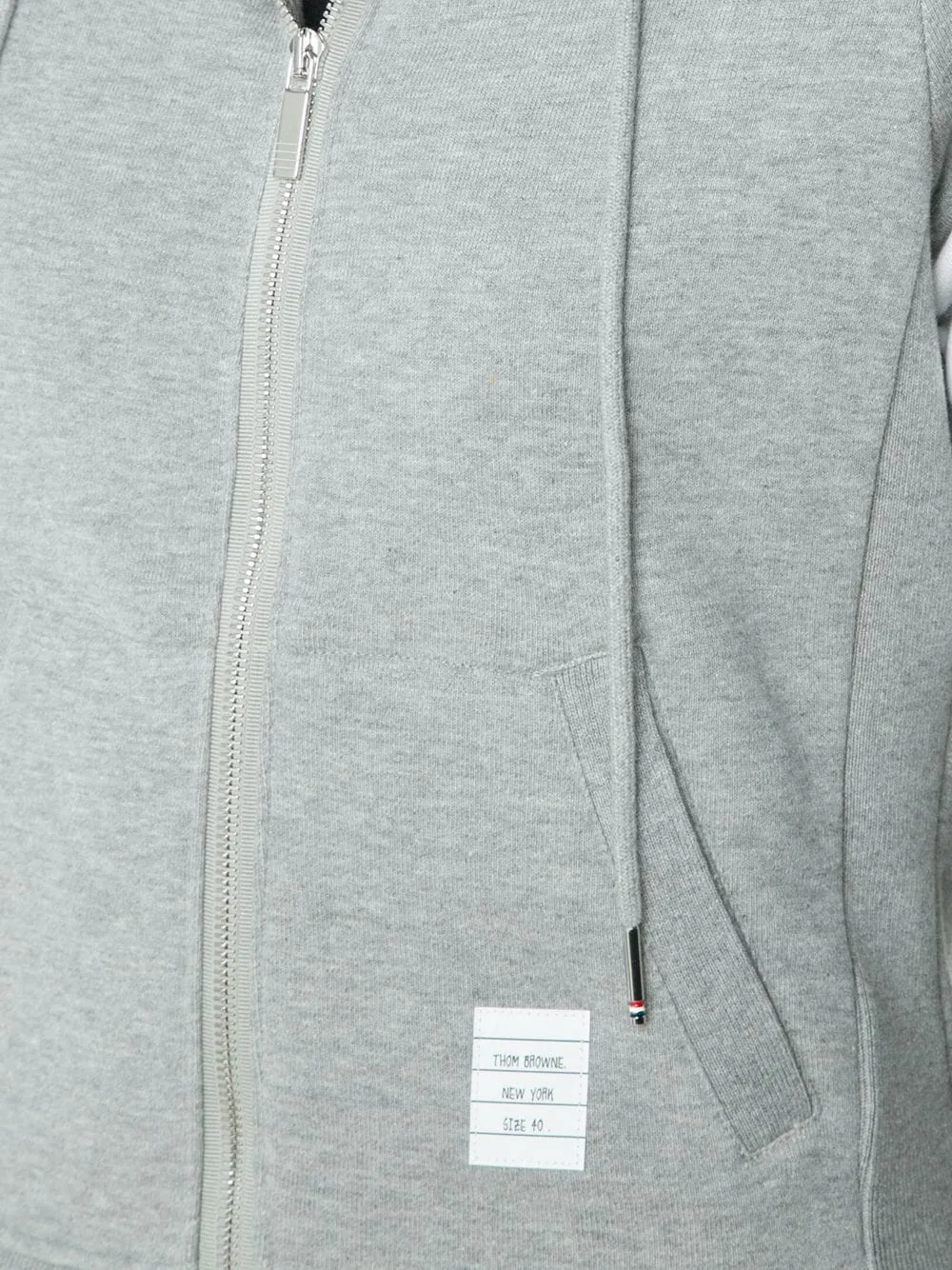 THOM BROWNE - 4-Bar Loopback Zip-up Hoodie in Grey