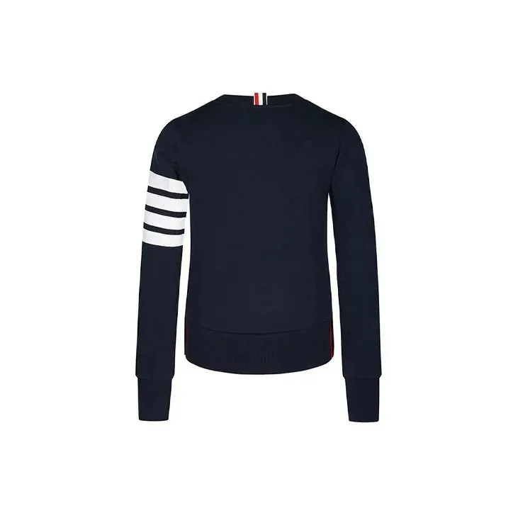     Thom Browne   Classic Four-stripe Logo Solid Color Pullover Hoodie