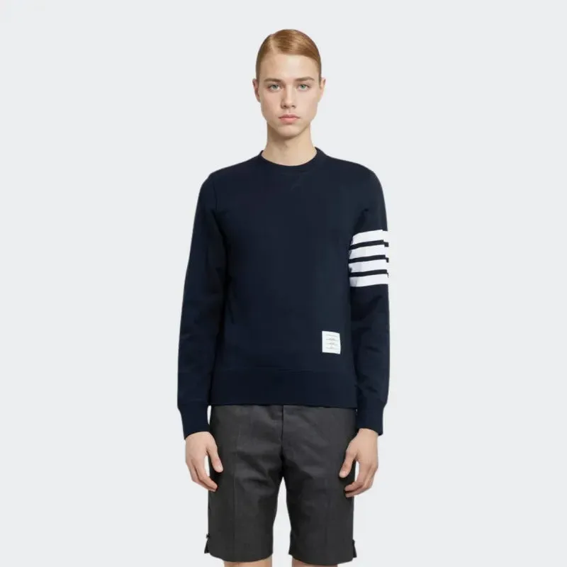     Thom Browne   Classic Four-stripe Logo Solid Color Pullover Hoodie