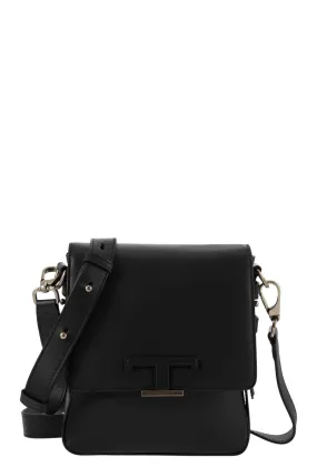 TOD'S Timeless Mini Black Leather Shoulder Bag with Detachable Strap - 18x21x5.5 cm