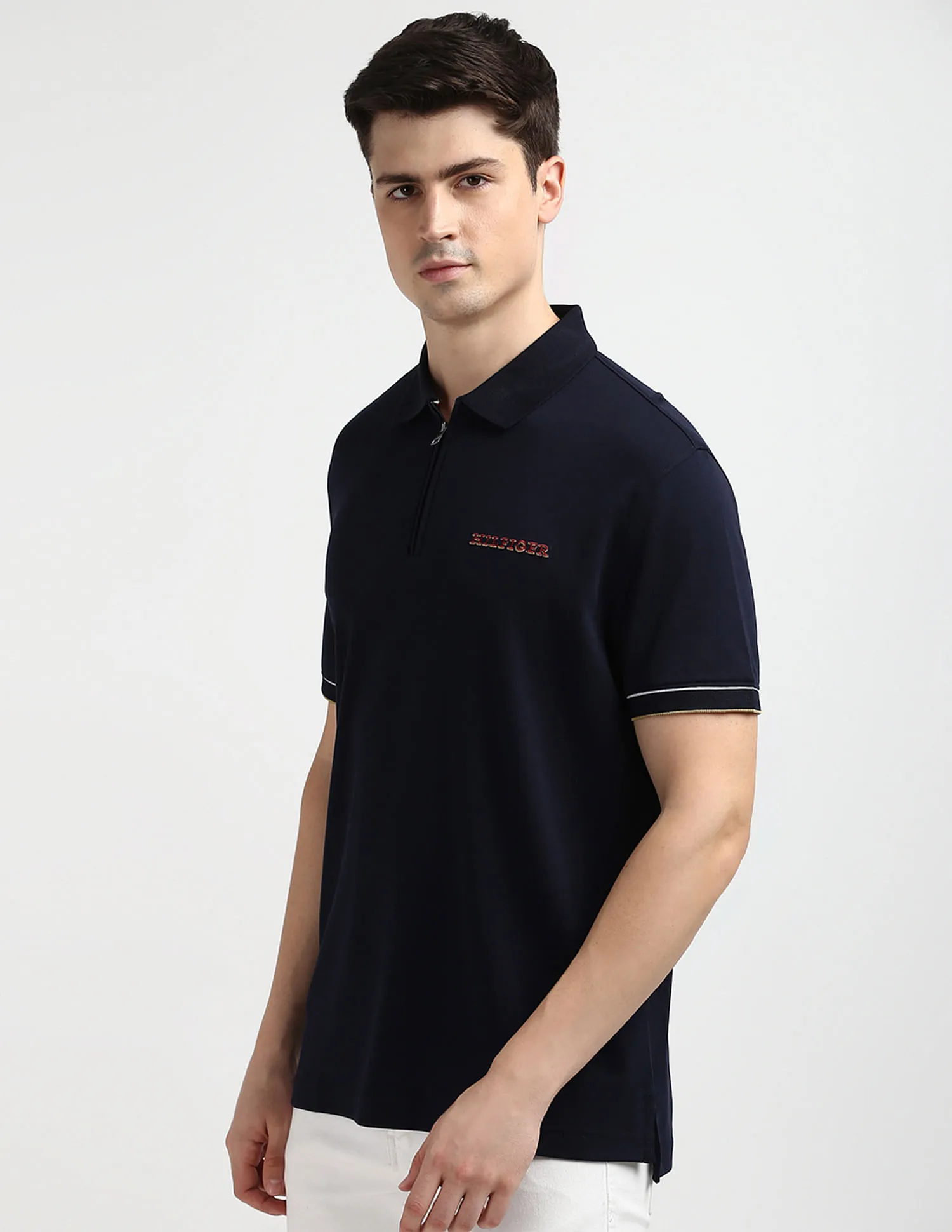 Tommy Hilfiger Solid Zipper Polo Shirt