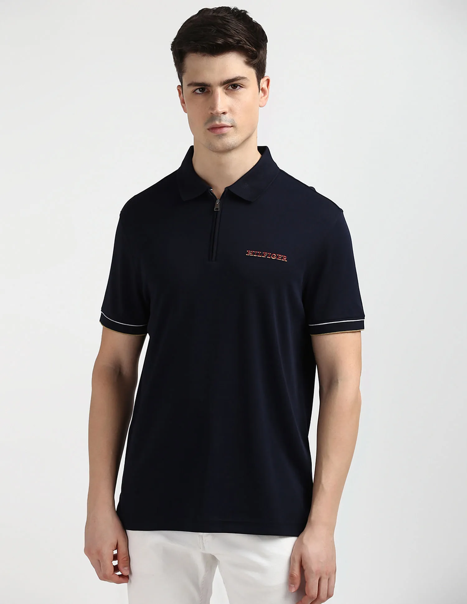 Tommy Hilfiger Solid Zipper Polo Shirt