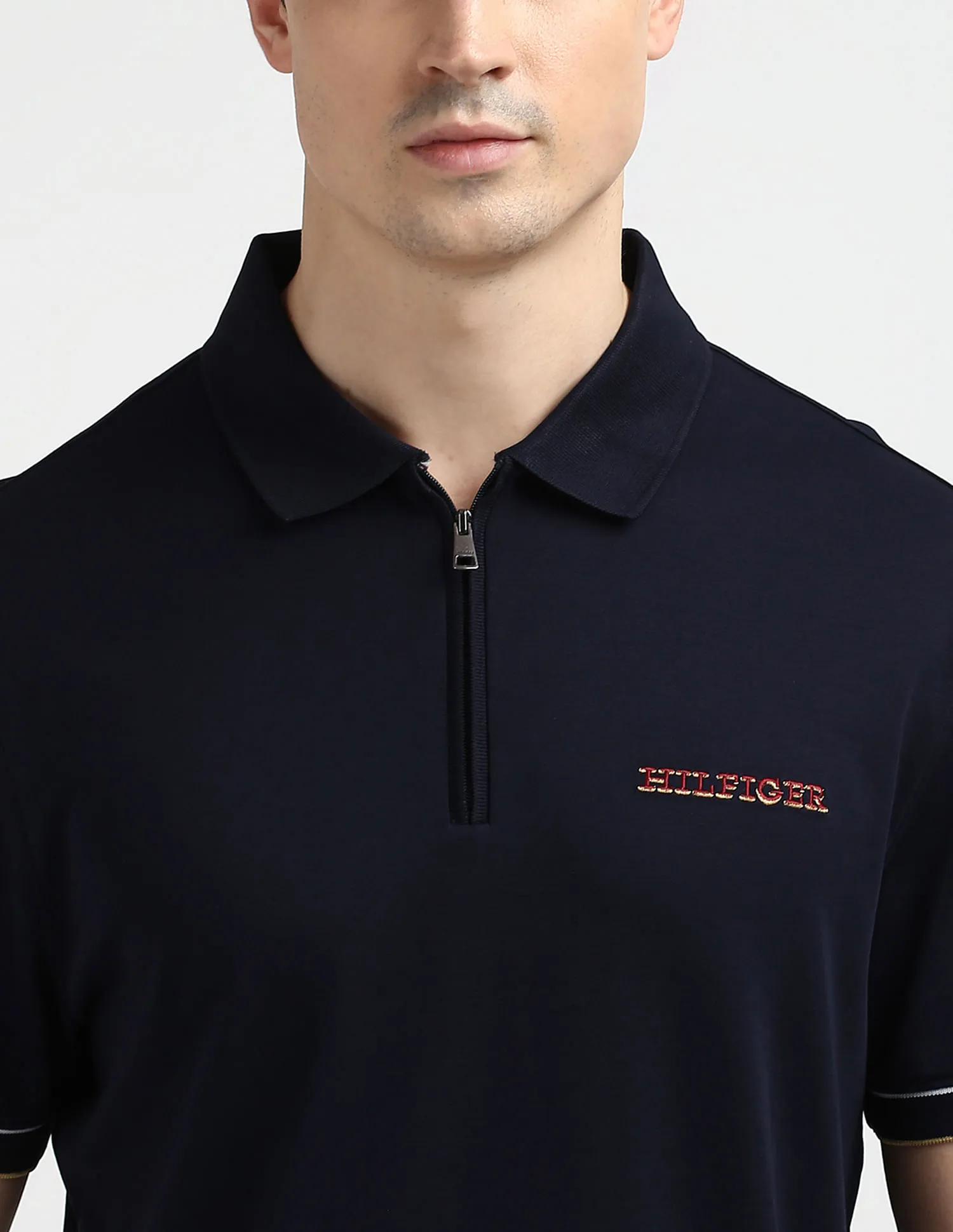 Tommy Hilfiger Solid Zipper Polo Shirt