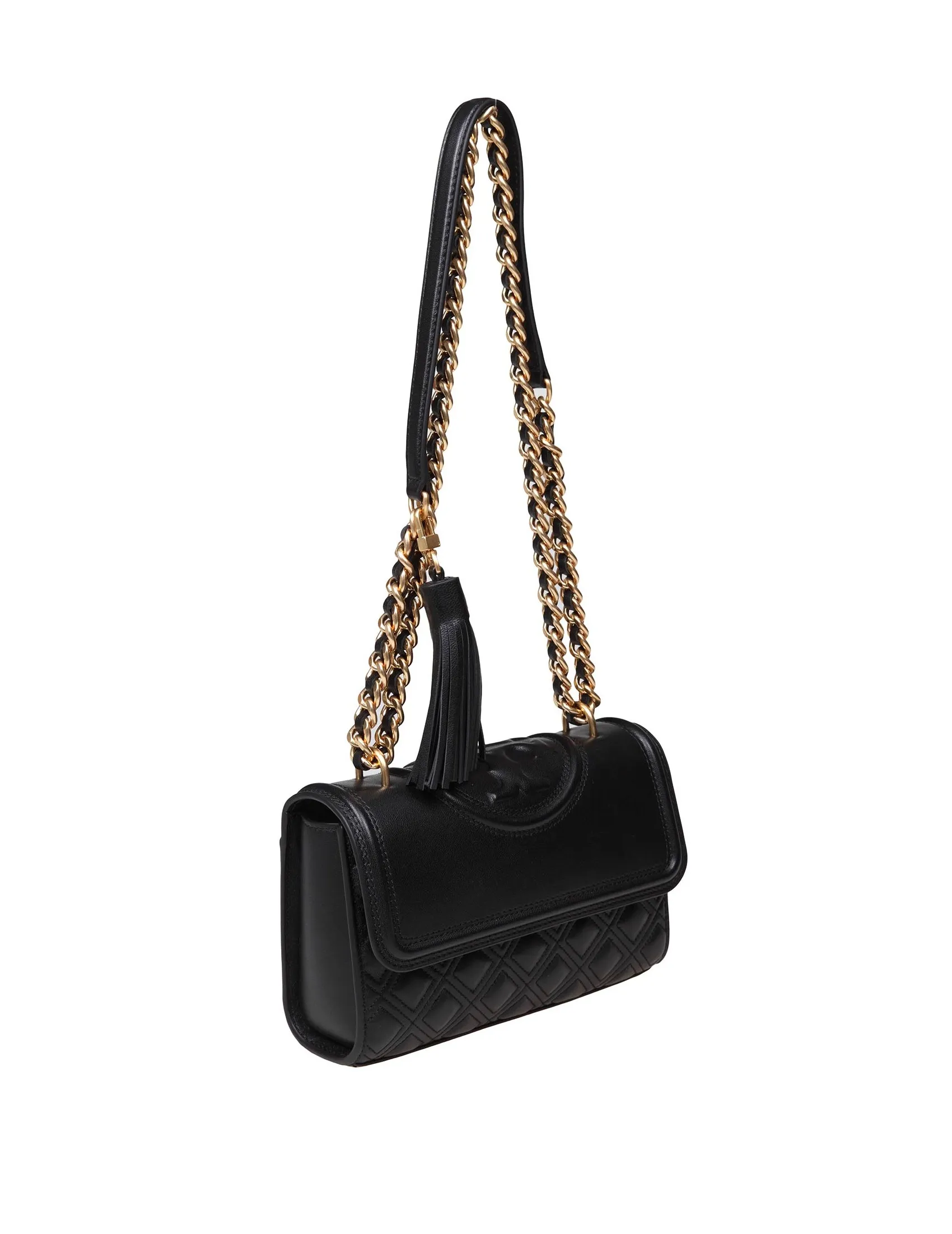 TORY BURCH SMALL FLEMING BAG IN BLACK COLOR LEATHER