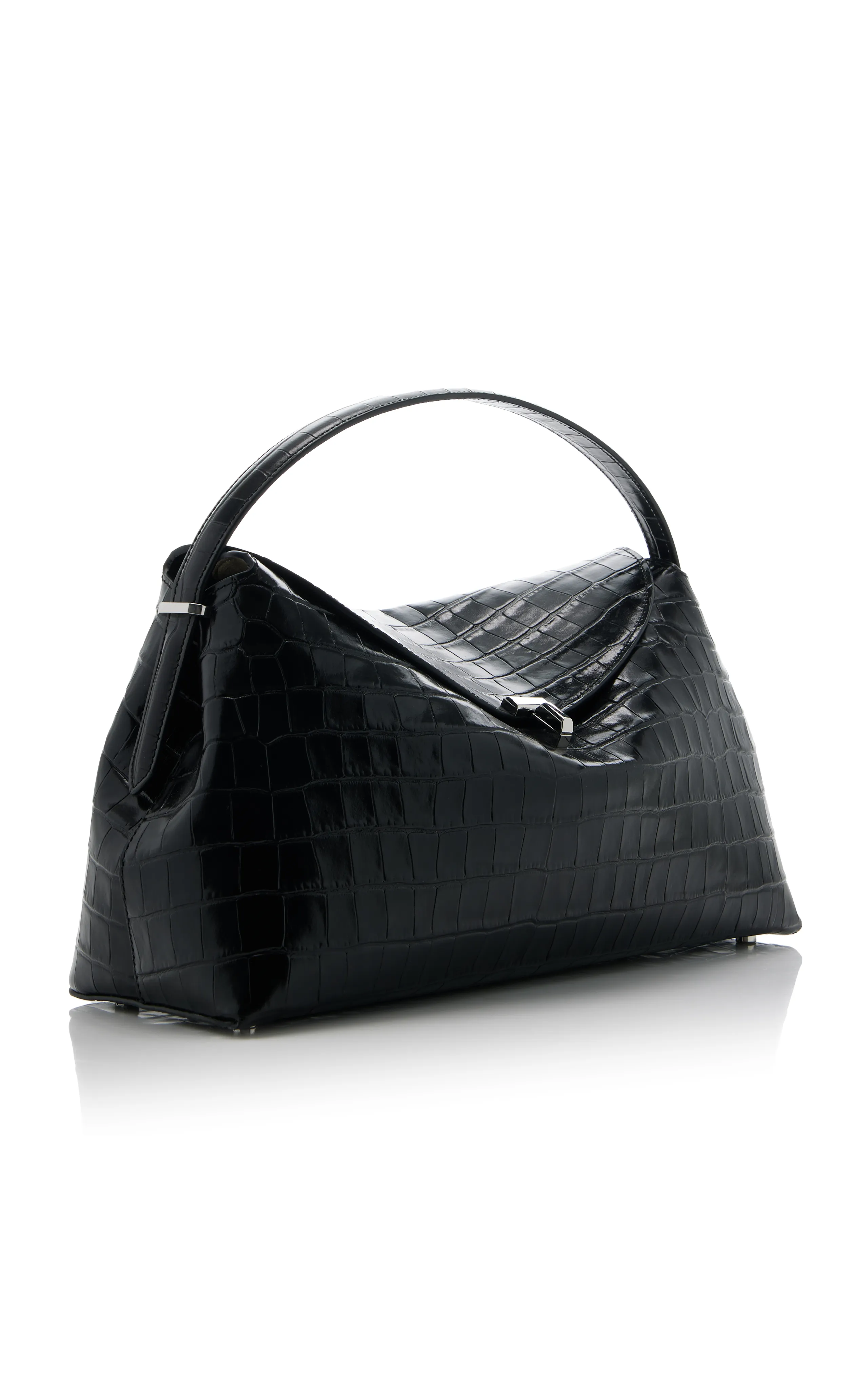 Toteme T-Lock Croc-Effect Leather Top Handle Bag