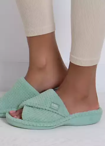 Totes Isotoner Ladies Popcorn Turnover Open Toe Slipper - Mint Green | Kaleidoscope