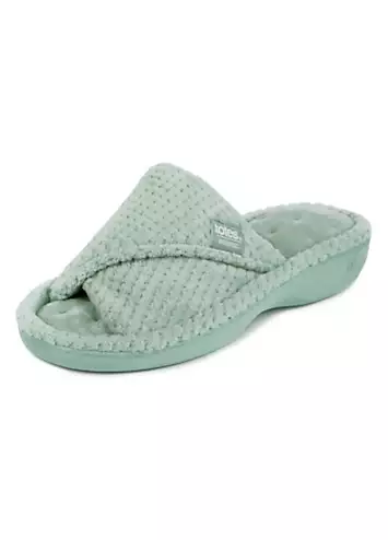 Totes Isotoner Ladies Popcorn Turnover Open Toe Slipper - Mint Green | Kaleidoscope