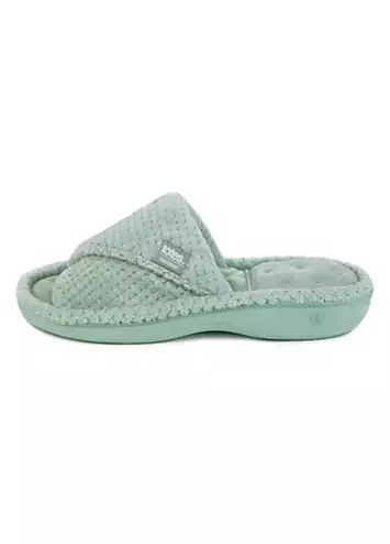 Totes Isotoner Ladies Popcorn Turnover Open Toe Slipper - Mint Green | Kaleidoscope