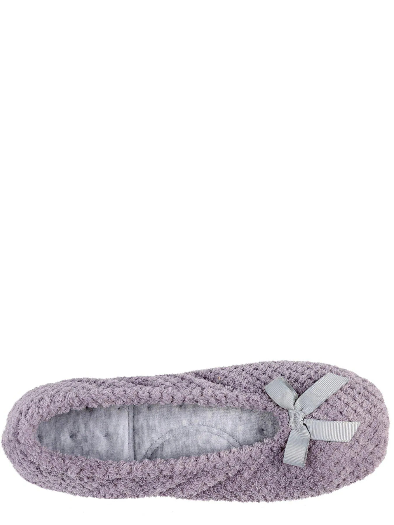 TOTES Isotoner Popcorn Ballet Slipper With Bow - Grey