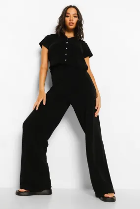 Towelling Wide Leg Joggers