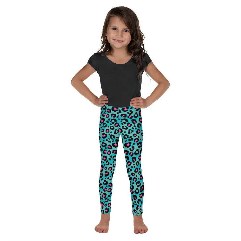 Turquoise Leopard Print Kid's Leggings