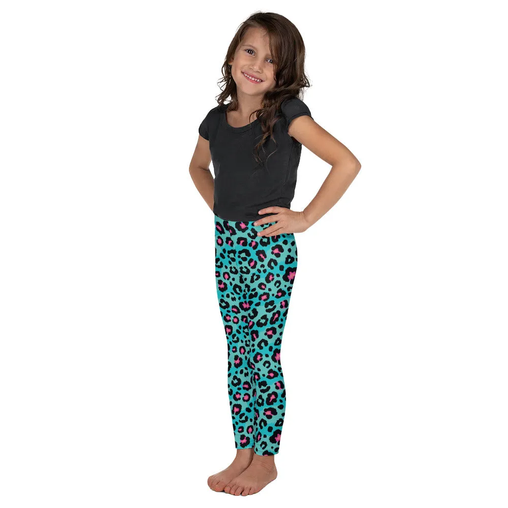 Turquoise Leopard Print Kid's Leggings