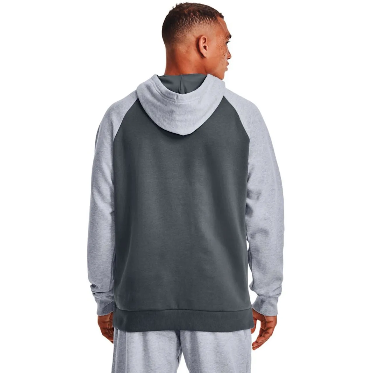 Under Armour Rival Fleece Wordmark Colourblock Hoodie - Mens - Pitch Grey/Mod Grey Light Heather/Onyx White