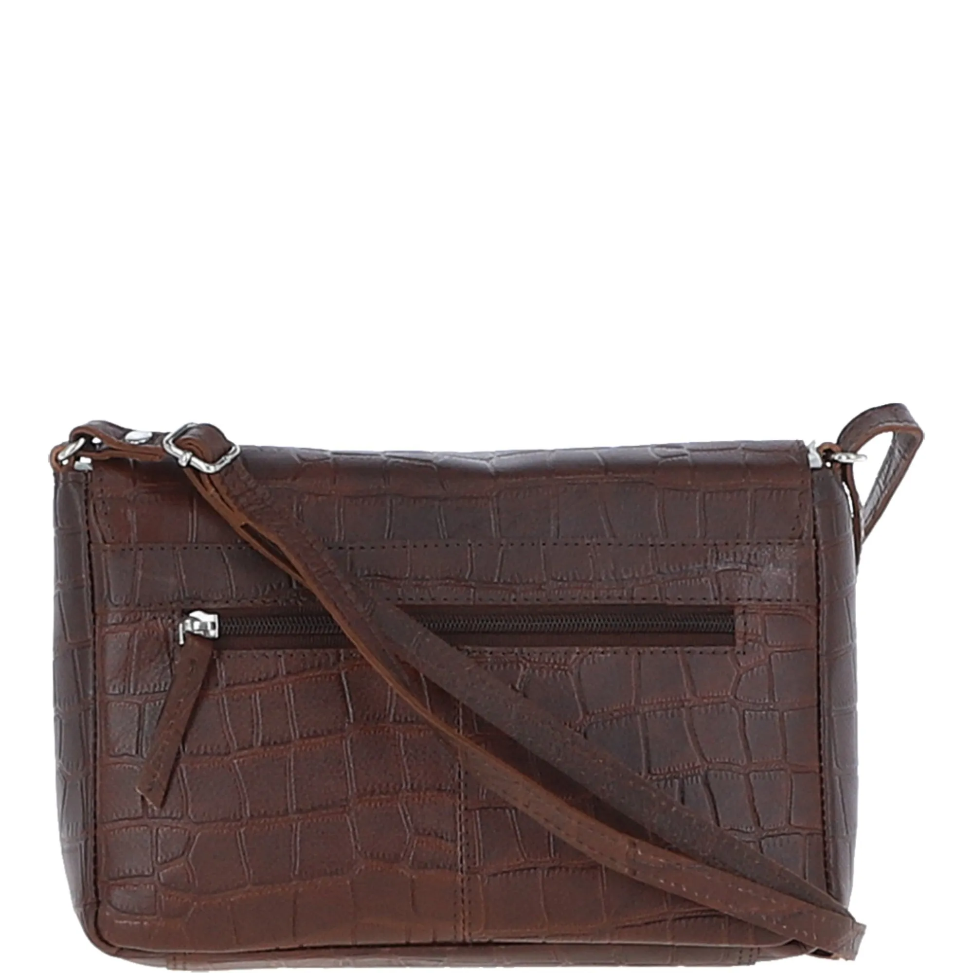 Valentina Flap Over Croc Print Real Leather Shoulder Bag Brandy/croc: MC5