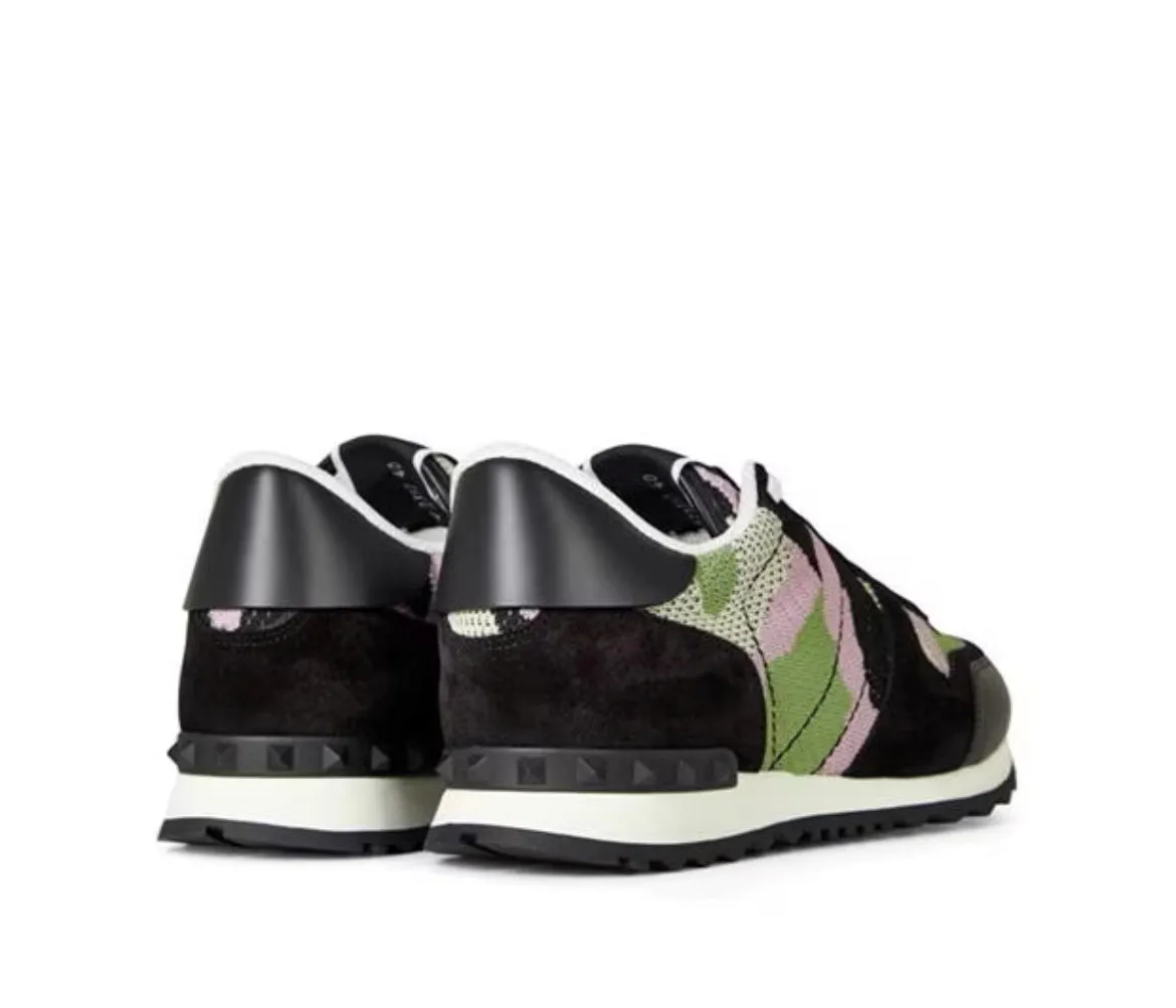 VALENTINO MESH ROCKRUNNER TRAINERS - BLACK / CAMO