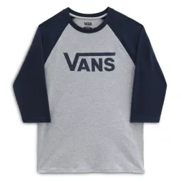 Vans Classic Raglan Mens Long Sleeve Top in White Dress Blue