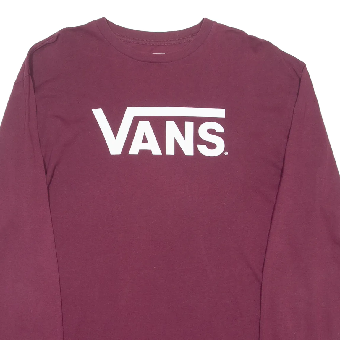 VANS Mens T-Shirt Maroon Long Sleeve Crew Neck L