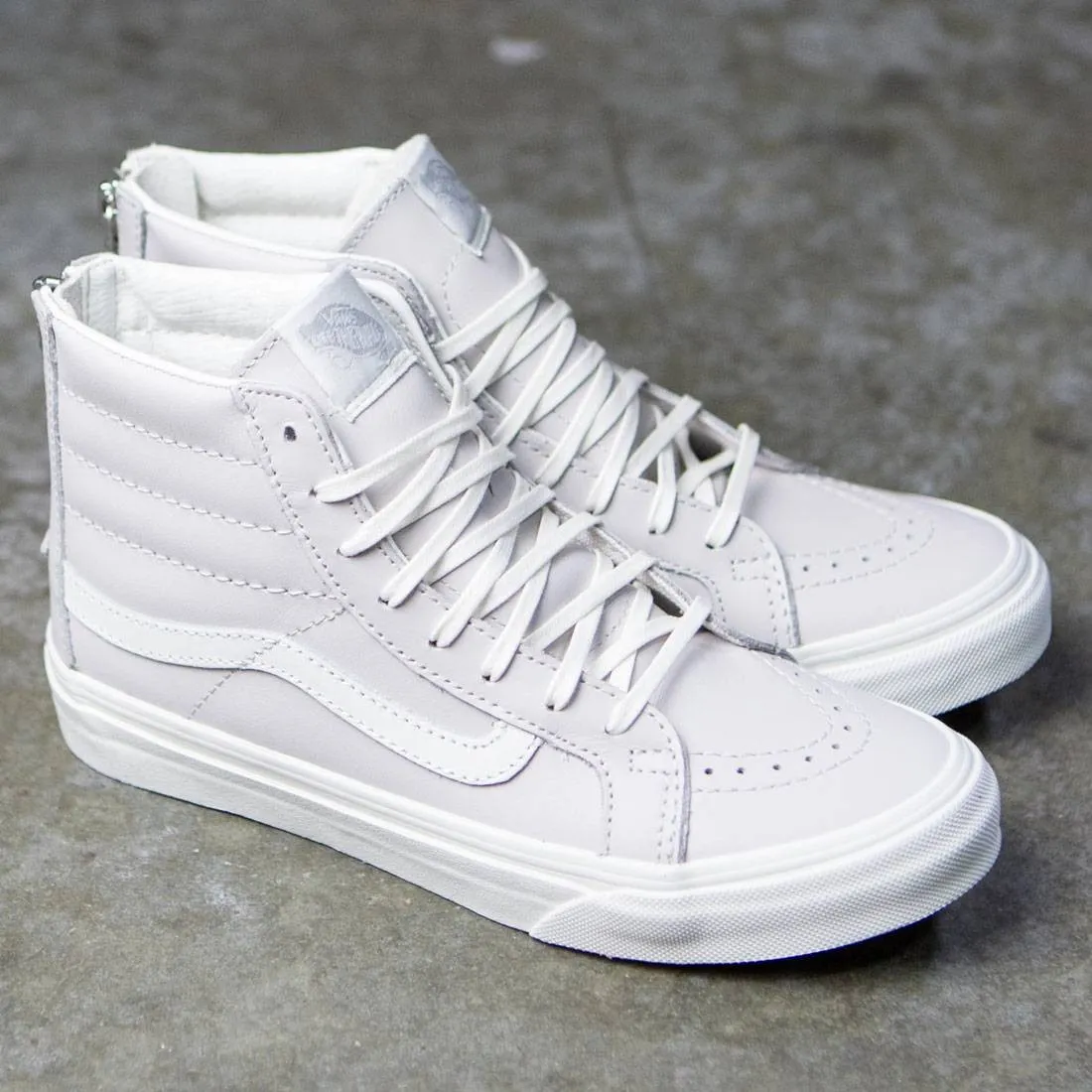 Vans Women Sk8-Hi Slim Zip - Leather (white / wind / blanc de blanc)