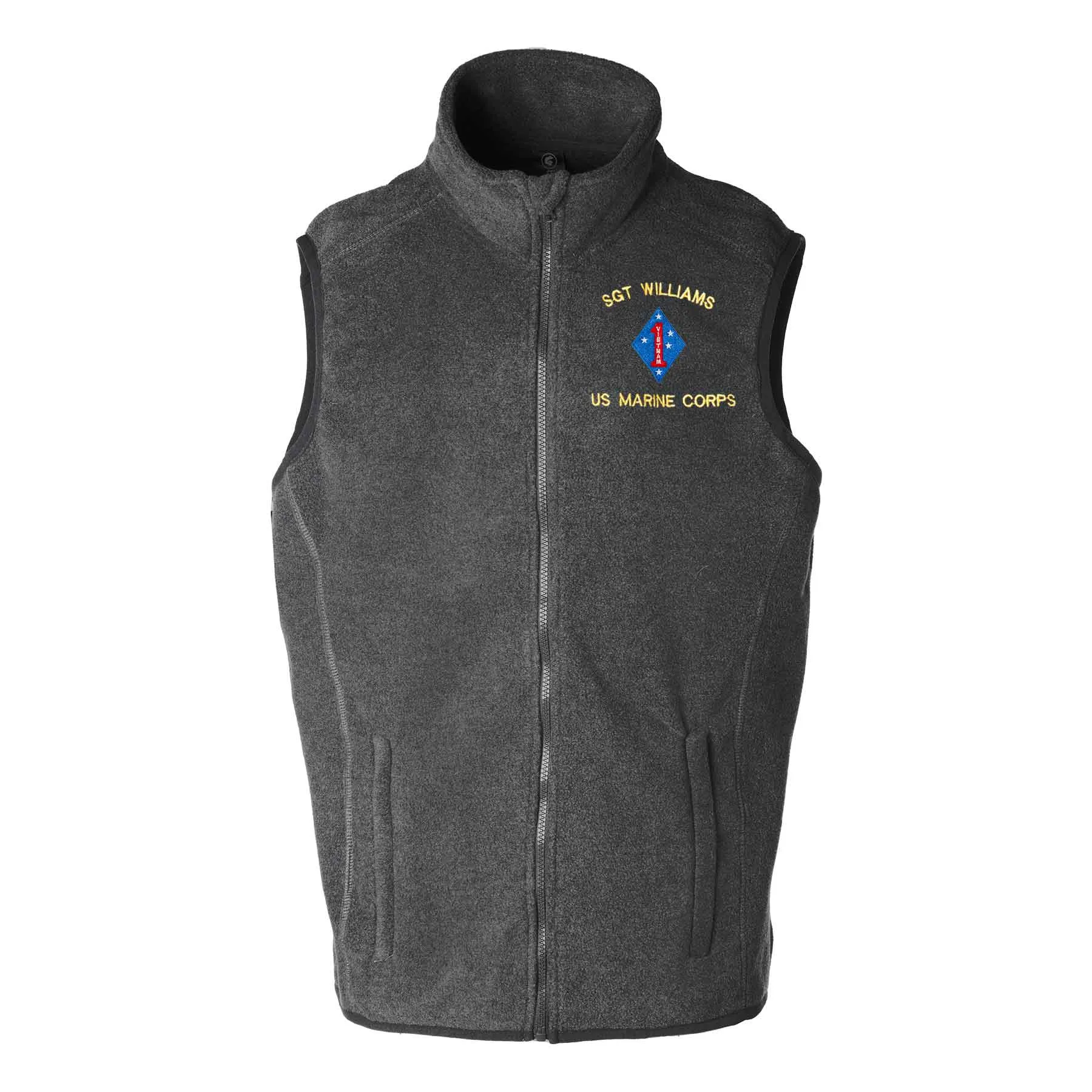 Vietnam 1st Marine Division Embroidered Fleece Vest