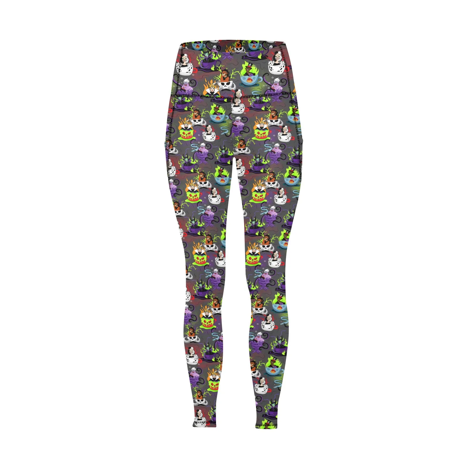 Villains Tea Cups Women's Athletic Leggings With Pockets