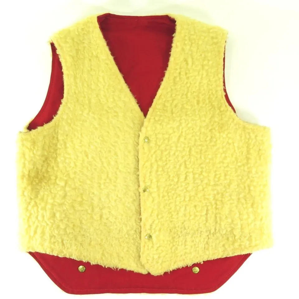 Vintage 50s Carters Reversible Vest Large Deadstock Canvas Red Fleece