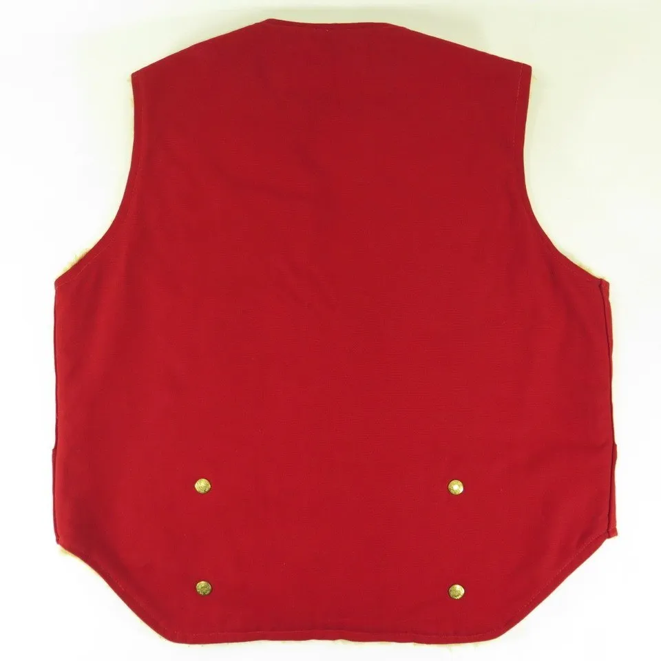 Vintage 50s Carters Reversible Vest Large Deadstock Canvas Red Fleece