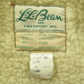 Vintage 60s LL Bean Cowhide Leather Vest Mens XL Long Brown Fleece Liner