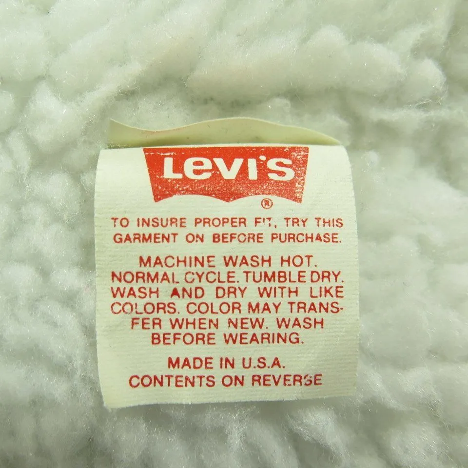 Vintage 80s Levis Sherpa Trucker Vest Large Red Tab Denim Fleece Pile