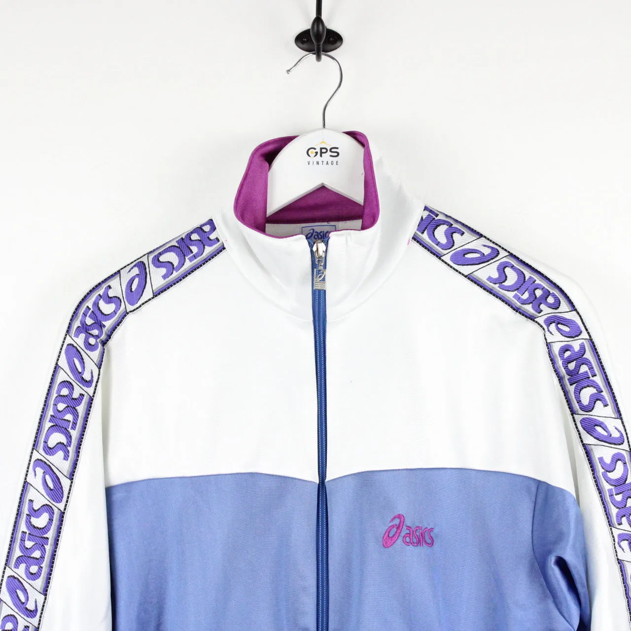 Vintage 90s ASICS Track Top Jacket Blue | Small