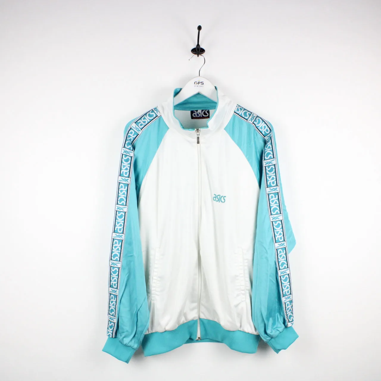 Vintage 90s ASICS Track Top White | Large