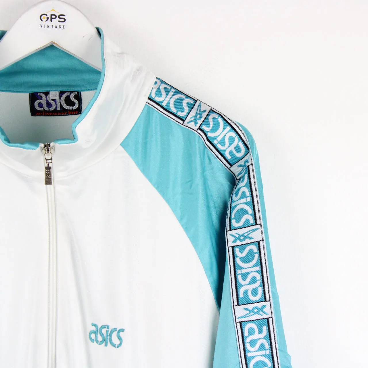 Vintage 90s ASICS Track Top White | Large